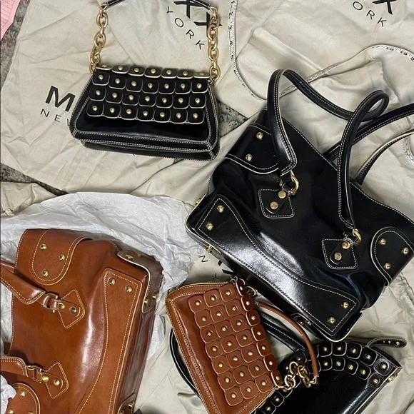 Leather Maxx New York Black and Gold chain Studded Shoulder Bag - Picture 17 of 17